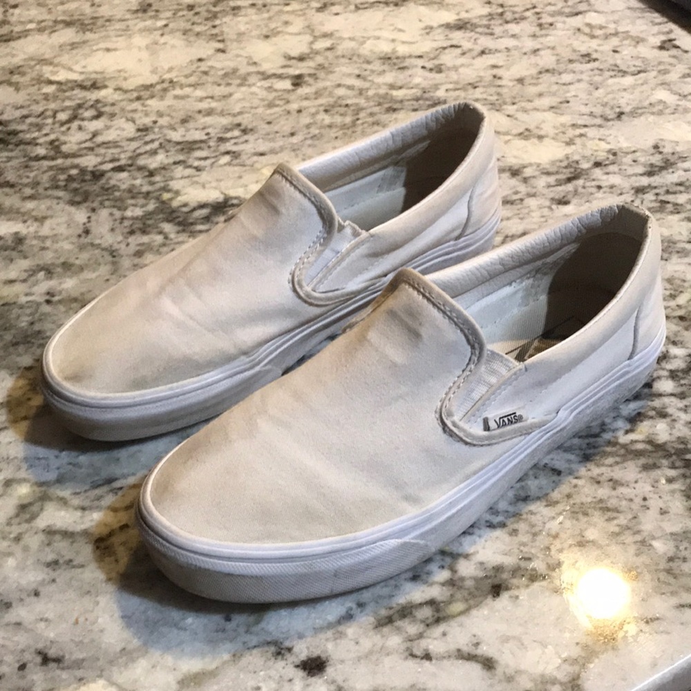 White vans slip on shoes gently used size 9